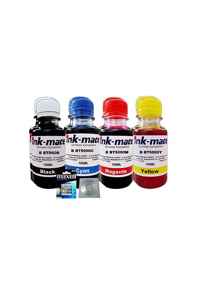 Ink-mate Brother Comp Ink Set 2x100ml BTD60BK, 2x100ml BT5000 C/M/Y 4xBatteries and Cd-r