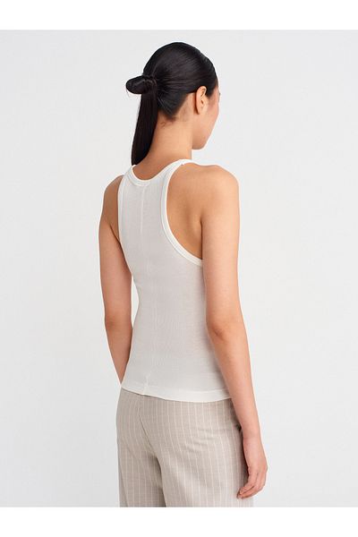 Dilvin 21143 حزام بدون أكمام Top-Ecru