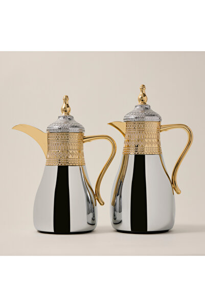 Dallaty طقم جنبية من قطعتين من قارورة مفرغة من الفولاذ باللونين الذهبي والفضي