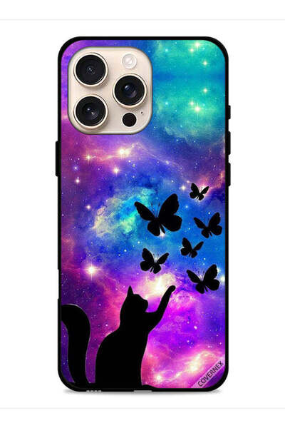 Covernex غطاء حماية لجهاز Apple iPhone 16 Pro Max بنقشة قطة وفراشات