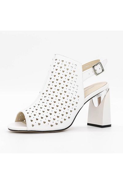 advancer Women's Sandals with Thick Heel K596-80 White |