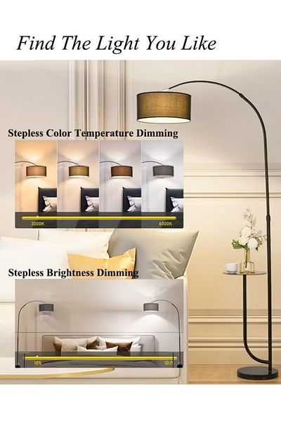 sharpdo Floor Lamp with Tray Warm Color Creative Standing Lamps 12W Stepless