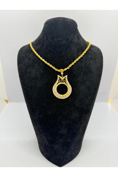 Constanza Exclusive 22 Ayar Altın Kaplama Lale Model Tuğralık Kolye 818