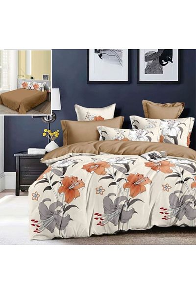 Pucioasa Double bed linen in finet with lilies, set of 6 pieces M454