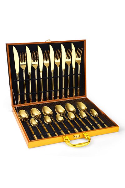 Trendy's 24-piece stainless steel cutlery set, for 6 people, TRENDY'S, luxury, gold