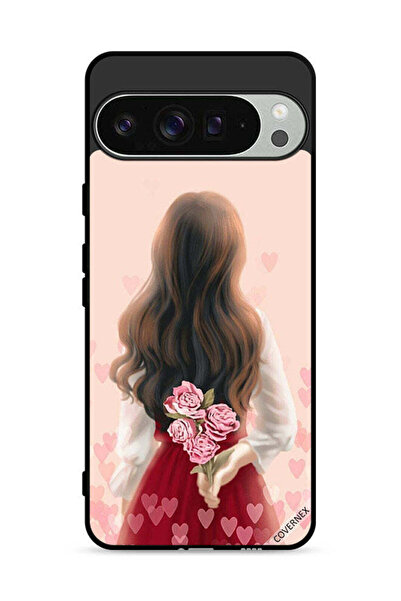 Covernex غطاء حماية لهاتف Google Pixel 9 Pro بتصميم فتاة تخفي أزهارًا