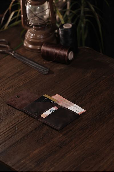 Derimoda Genuine Leather Handmade Card Holder Wallet – Minimalist Design with Cash and Card Compartments