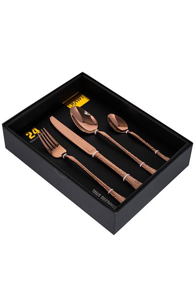 Trendy's 24-piece cutlery set with pattern, stainless steel, for 6 people, RAWI-24CF