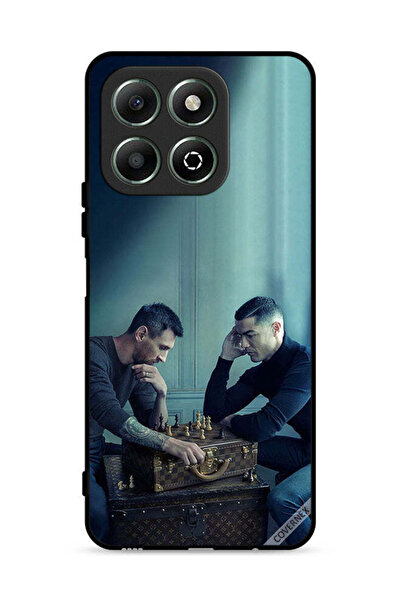 Covernex غطاء حماية لهاتف Honor X6b 4G بتصميم ميسي ضد رونالدو يلعبان الشطرنج