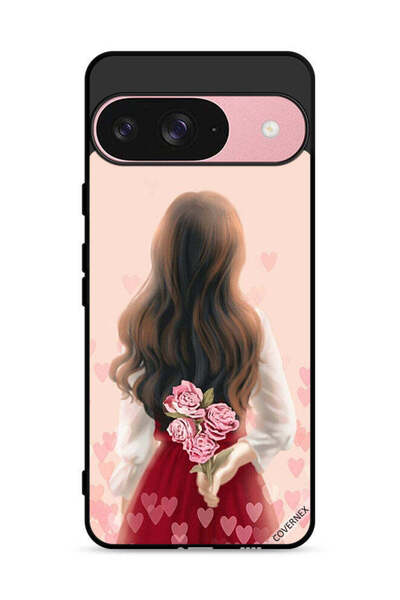 Covernex غطاء حماية لهاتف Google Pixel 9 بتصميم فتاة تخفي أزهارًا
