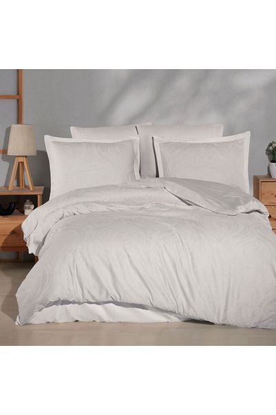 Clasy Luxury jacquard satin bed linen, duvet cover 200x220cm, Home, Tarva Cream