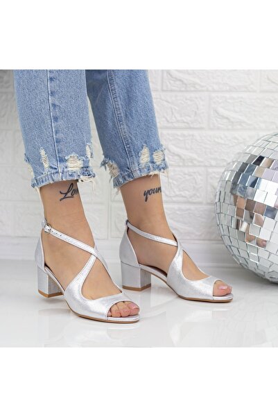 mei Γυναικεία Σανδάλια με Χοντρό Τακούνι YXD20 Ασημί |