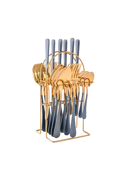 Trendy's Stainless steel cutlery set, 24 pieces, with stand, TRENDY'S, grey-gold