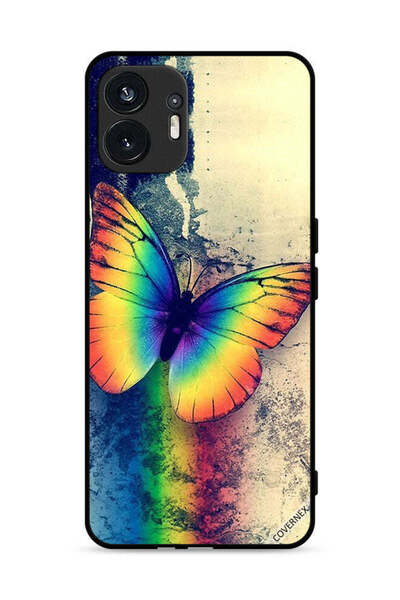 Covernex غطاء حماية لهاتف Nothing Phone (2) 5G بتصميم فراشة قوس قزح عتيقة