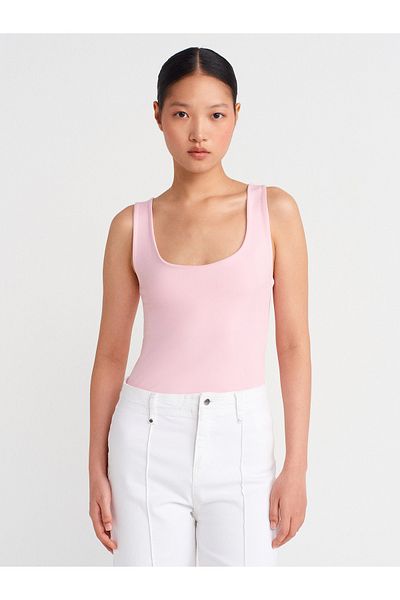 Dilvin 20977 Thick Strap Polyamide Undershirt-Powder Pink