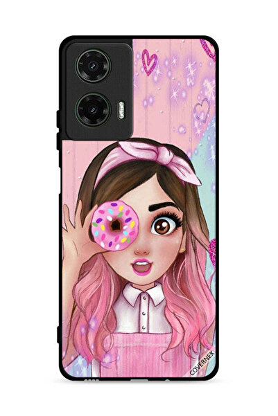 Covernex غطاء حماية لهاتف موتورولا موتو جي 35 5G برسومات فتاة محبة للدونات