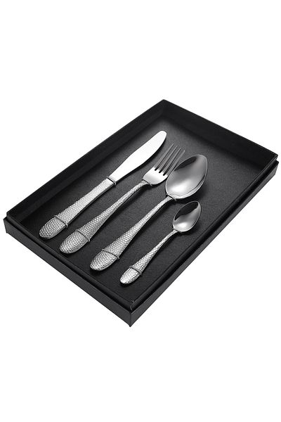 Trendy's Set of 4 cutlery, stainless steel, TRENDY'S, chrome