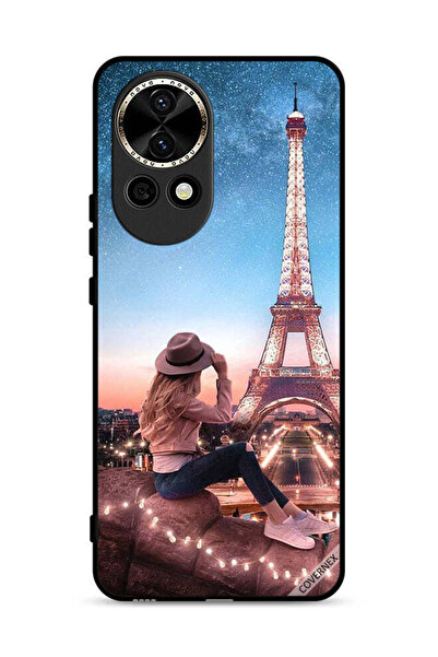 Covernex غطاء حماية لهاتف هواوي نوفا 13 5G بتصميم فتاة القبعة وبرج إيفل