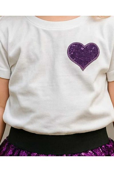 Retro Women Girl's Purple Heart Patterned Sequin Cotton Princess Suit