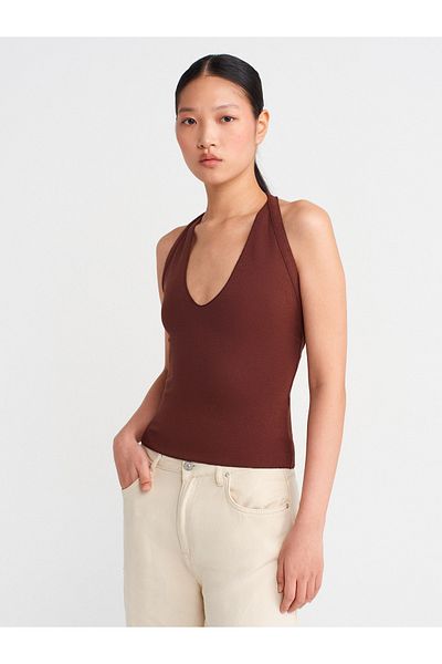 Dilvin 31971 Halter Top-Light Brown