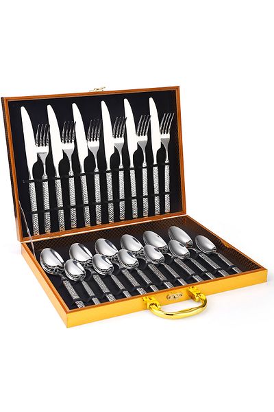 Trendy's 24-piece stainless steel cutlery set, for 6 people, TRENDY'S, luxury edition chrome