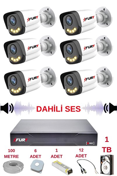 FURY 6 lı Sesli Gece Renkli Görüş Güvenlik Kamerası Su Geçirmez Güvenlik Kame...