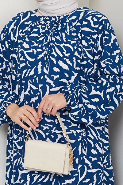 MSK Fashion Μαμά φόρεμα μεγάλου μεγέθους βισκόζης με ελαστική μπροστινή μέση μπλε