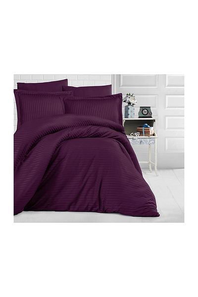 Pucioasa Thick damask double bed linen in dark purple