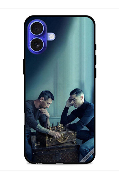 Covernex غطاء حماية لجهاز آيفون 16 من آبل ميسي ضد رونالدو يلعبان الشطرنج