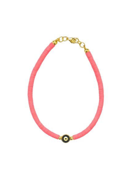 Blusmart Anklet, 25 cm, Pink, Silicone, Metal, Plastic