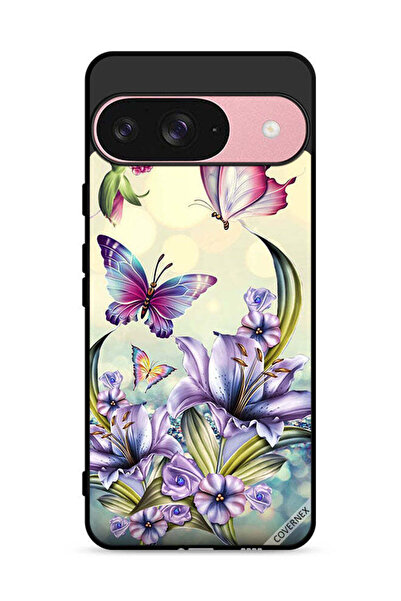 Covernex غطاء حماية لجهاز Google Pixel 9 بنقشة زهور أرجوانية وفراشات
