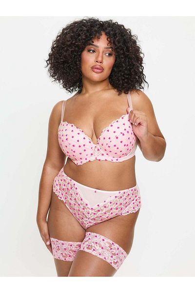 Ann Summers Sexy Lace Planet Flocked Padded Plunge Bra