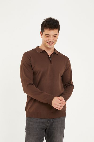 axxa Zipped Detail Polo Neck Knitwear T-Shirt Long Sleeve
