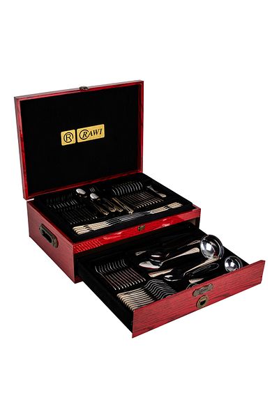 Trendy's RAWI 84 Piece Stainless Steel Cutlery Set – Classic Elegance in a Luxurious Wooden Box