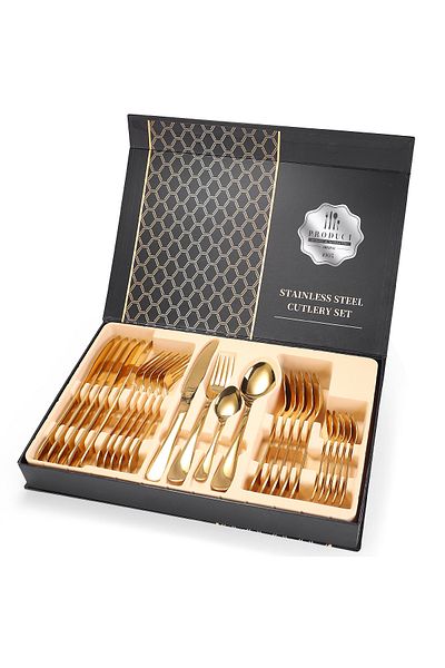 Trendy's 24-piece stainless steel cutlery set, TRENDY'S, luxury edition, gold