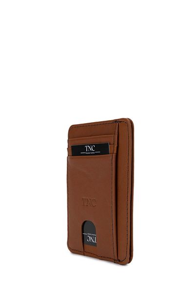 Tamer Tanca Unisex Genuine Leather Tan Card Holder