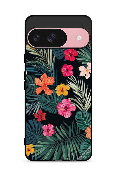 Covernex غطاء حماية لجهاز جوجل بيكسل 9 - زهور متعددة الألوان وريش أخضر داكن