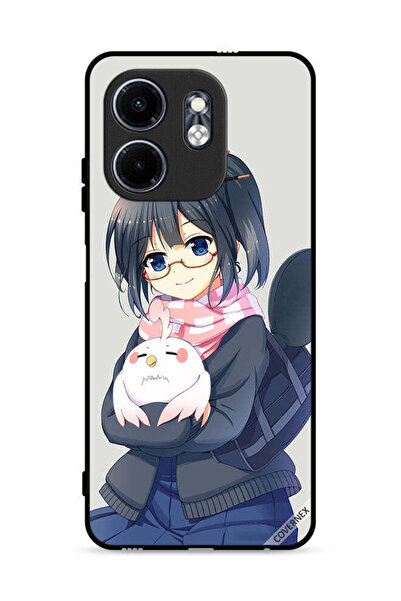 Covernex غطاء حماية لهاتف إنفينيكس سمارت 9 4G، رسمة فتاة تحمل حيوانًا أليفًا