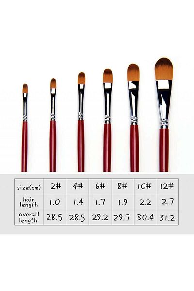 Fuumuui Set of 6 painting brushes, wood/nylon, red, 15 cm