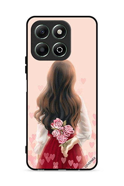 Covernex غطاء حماية لهاتف Honor X6b 4G بنقشة فتاة تخفي الزهور