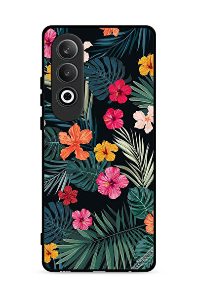 Covernex غطاء حماية لهاتف Oppo K12 5G بنقشة زهور متعددة الألوان وريش أخضر داكن