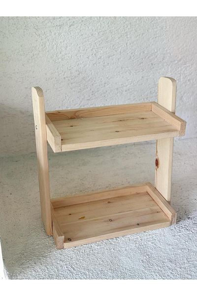 Maison Avf Natural Wooden 2 Tier Shelf Organizer |   Kitchen, Bathroom, Table Top Organizer
