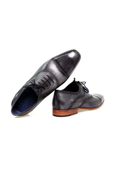FRANCO CALVANI Gray Color Lace-Up Genuine Leather Men's Shoes