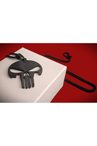 voyageaccessory Black Color Stainless Steel Punisher Punisher Necklace