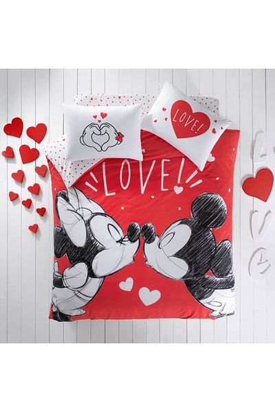Taç Double bed linen, Disney Minnie & Mickey Lovely