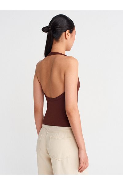 Dilvin 31971 Halter Top-Light Brown
