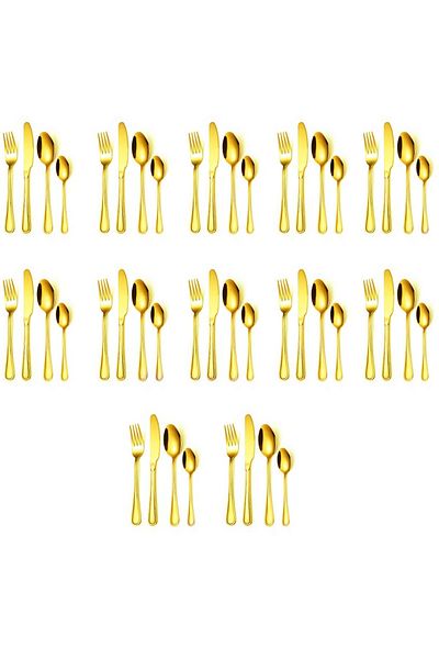 Trendy's Stainless steel cutlery set, 48 pieces with diplomat, RENDY'S, gold