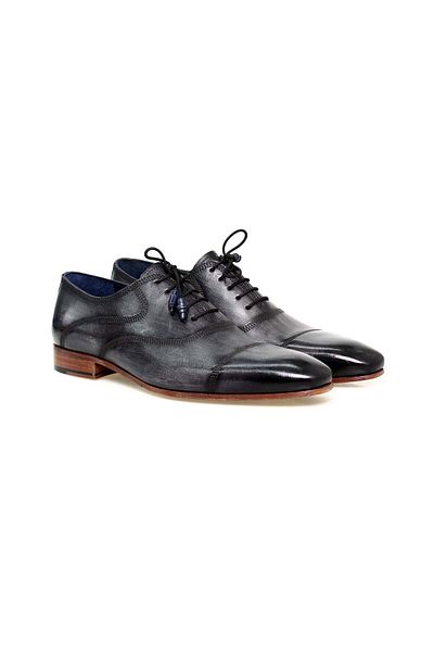 FRANCO CALVANI Gray Color Lace-Up Genuine Leather Men's Shoes