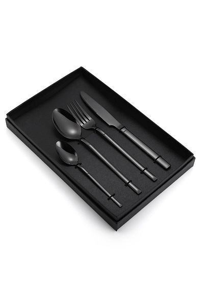 Trendy's Set of 4 stainless steel cutlery, TRENDY'S, black