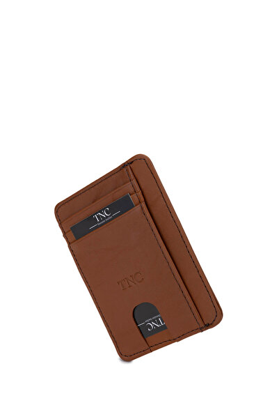 Tamer Tanca Unisex Genuine Leather Tan Card Holder